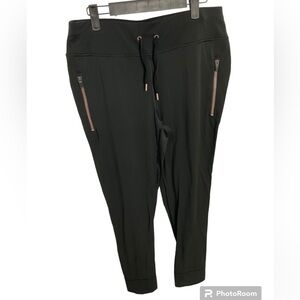 Avia Womens Work Out Pants Black Stretch Drawstring Zipper Sz M U2